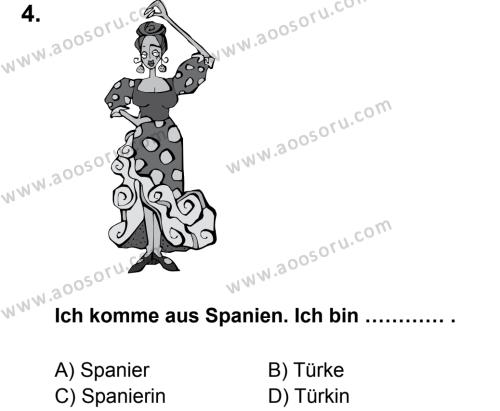 Almanca 5 Dersi 2014 - 2015 Yılı 1. Dönem Sınavı 4. Soru