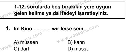 Almanca 6 Dersi 2013 - 2014 Yılı 3. Dönem Sınavı 1. Soru