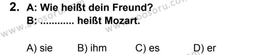 Almanca 7 Dersi 2011 - 2012 Yılı 2. Dönem Sınavı 2. Soru
