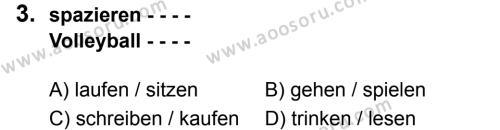 Almanca 8 Dersi 2019 - 2020 Yılı 1. Dönem Sınavı 3. Soru