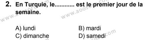 Fransızca 5 Dersi 2012 - 2013 Yılı 1. Dönem Sınavı 2. Soru
