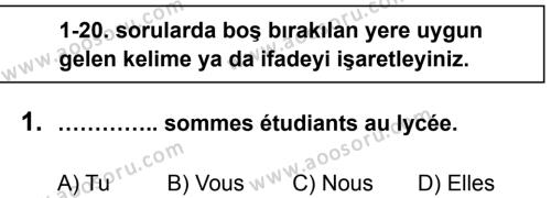 Fransızca 6 Dersi 2013 - 2014 Yılı 3. Dönem Sınavı 1. Soru