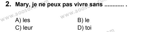Fransızca 6 Dersi 2014 - 2015 Yılı 1. Dönem Sınavı 2. Soru