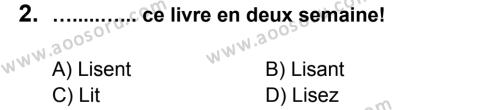 Fransızca 8 Dersi 2012 - 2013 Yılı 3. Dönem Sınavı 2. Soru