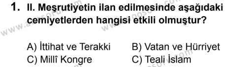T.C. İnklap Tarihi ve Atatürkçülük 8 Dersi 2011 - 2012 Yılı 3. Dönem Sınavı 1. Soru