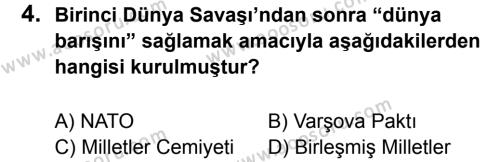 T.C. İnklap Tarihi ve Atatürkçülük 8 Dersi 2012 - 2013 Yılı 2. Dönem Sınavı 4. Soru