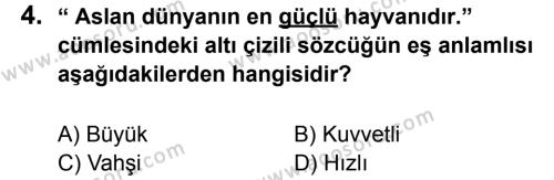 Türkçe 5 Dersi 2013 - 2014 Yılı 2. Dönem Sınavı 4. Soru