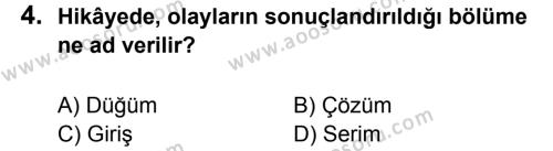 Türkçe 6 Dersi 2013 - 2014 Yılı 2. Dönem Sınavı 4. Soru