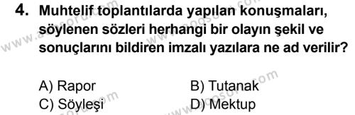 Türkçe 7 Dersi 2014 - 2015 Yılı 1. Dönem Sınavı 4. Soru